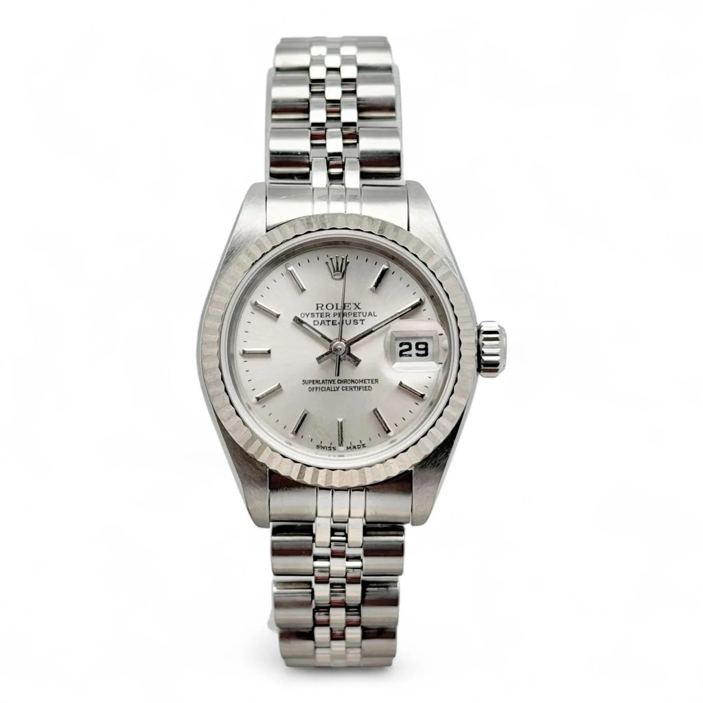 Front Full View Of Rolex 79174 Stainless Steel Watch Pre Owned Condition Good