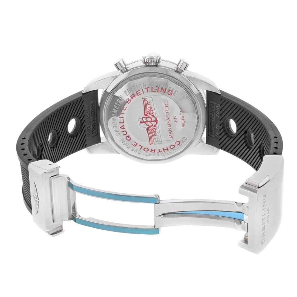 Back View Of {Caseback} Back Case And Open Silicon/Rubber Band Of Breitling A1332024/B908-201S Watch Display Model Condition