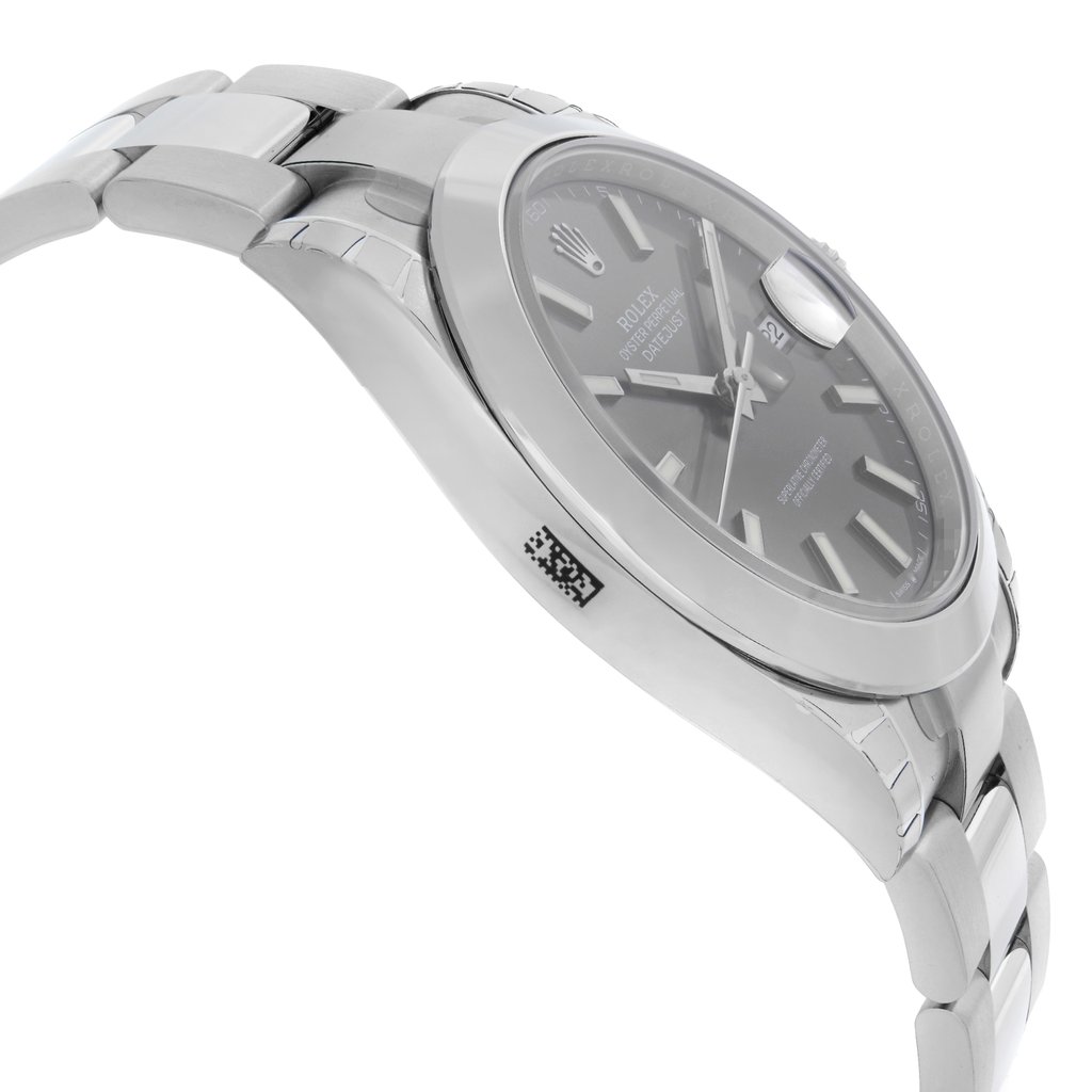View Of Opposite Crown Facing Side Of Rolex 126300  Stainless Steel Watch Unworn Condition