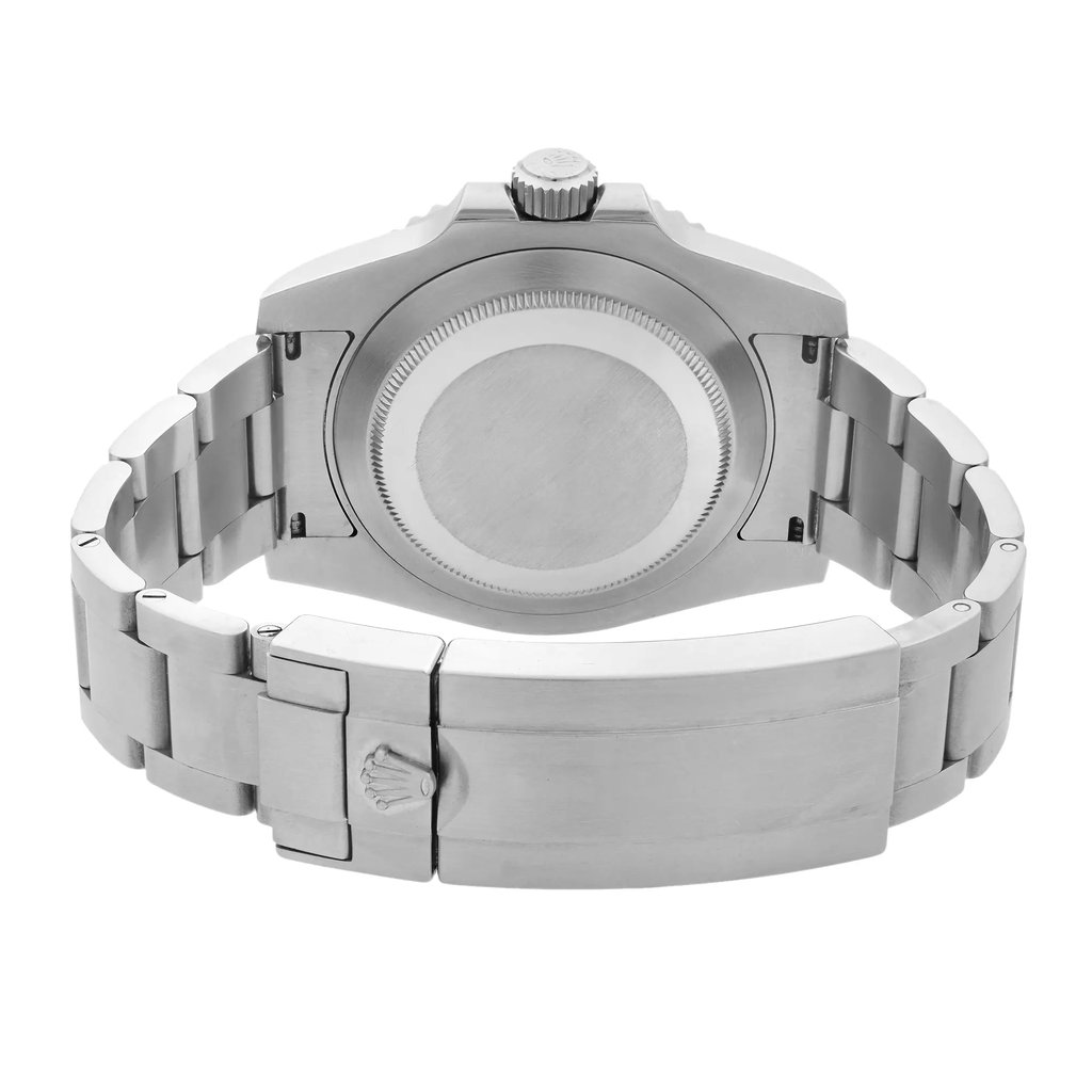 Back View Of {Caseback} Back Case And Closed Stainless Steel Band Of Rolex 116610LN Watch Pre Owned Condition