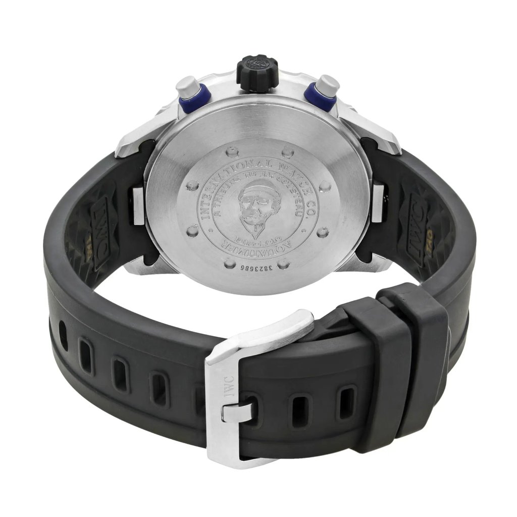 Back View Of {Caseback} Back Case And Closed Stainless Steel Band Of IWC IW376706 Watch Pre Owned Condition
