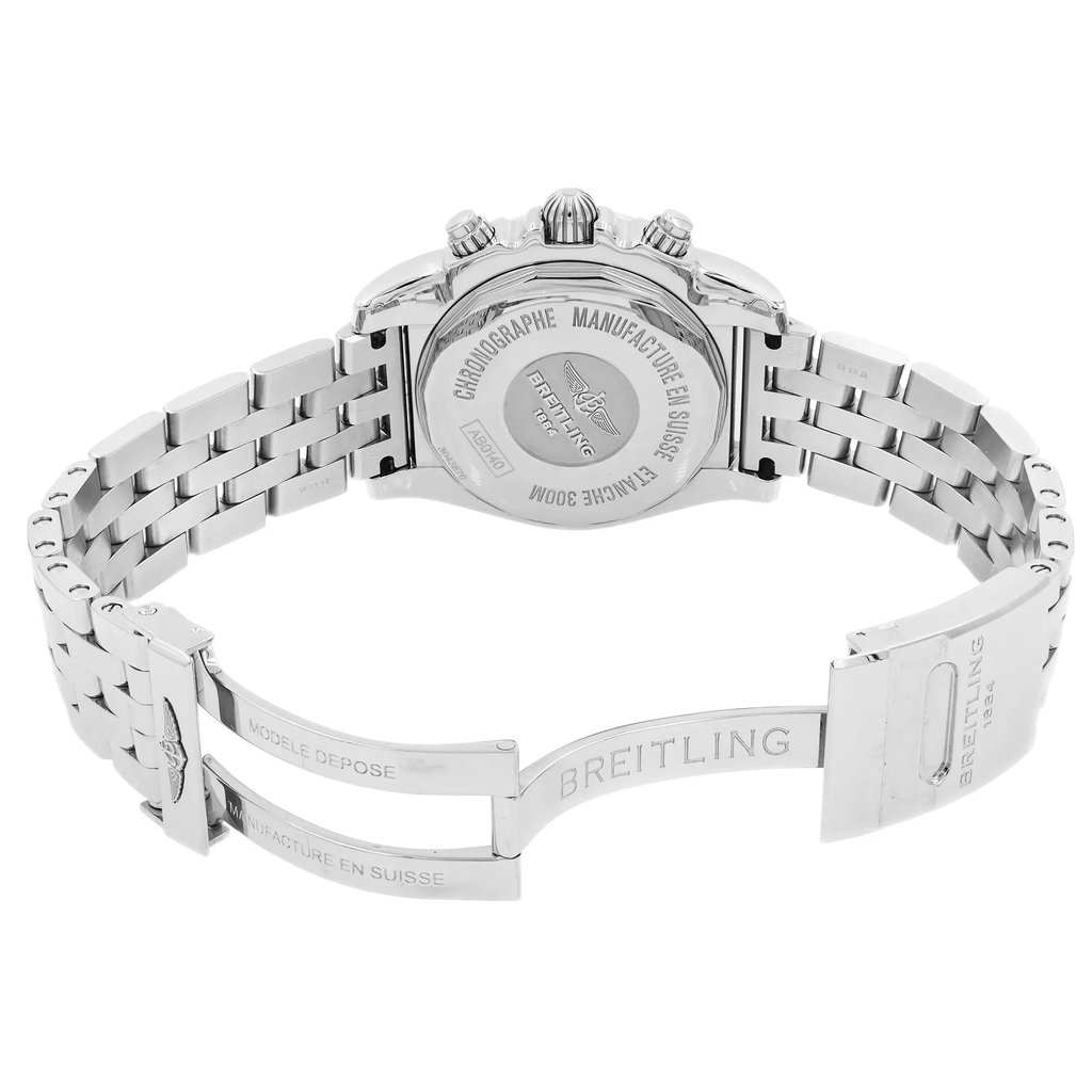 Back View Of {Caseback} Back Case And Open Stainless Steel Band Of Breitling AB014012/G711-378A Watch New With Defects Condition