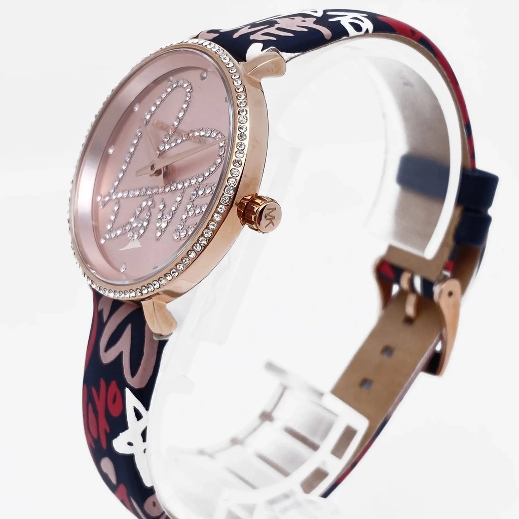 View Of Crown Facing Side Of Michael Kors MK2848 Stainless Steel Watch Seller Refurbished Condition