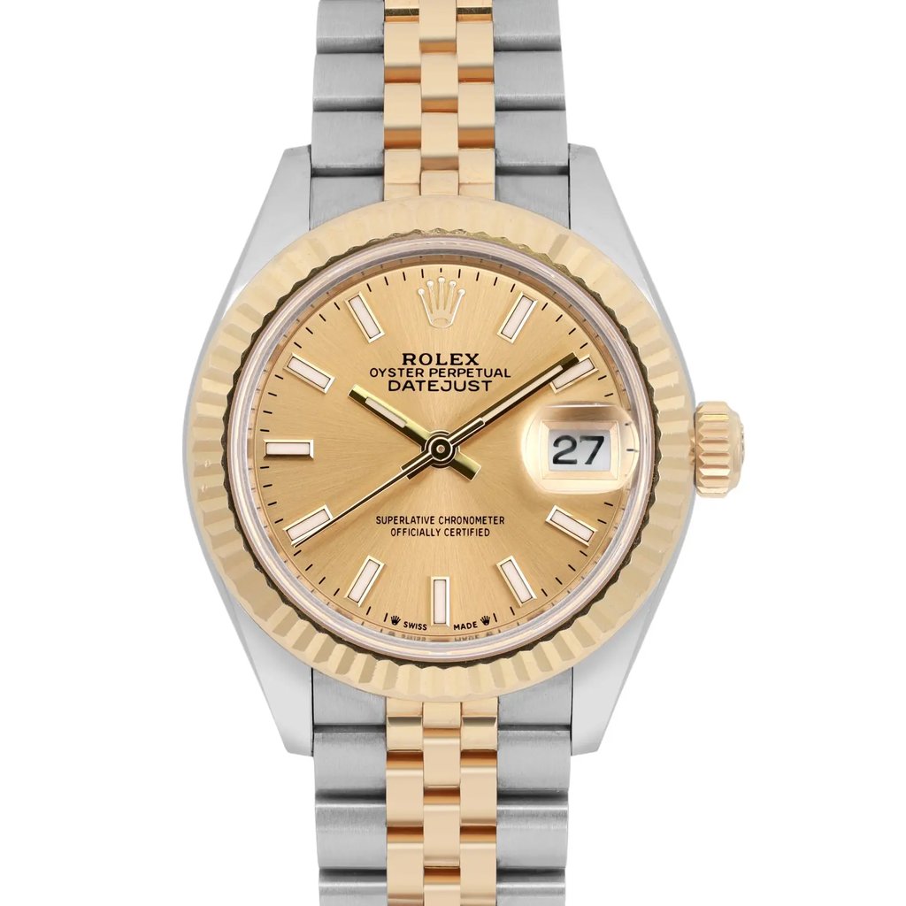 Up Close Front Facing Picture Of Rolex 279173 chij Stainless Steel Watch Pre Owned Condition