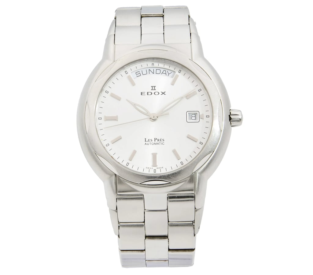 Front Full View Of Edox 83001 Stainless Steel Watch Pre Owned Condition {Product Condition}