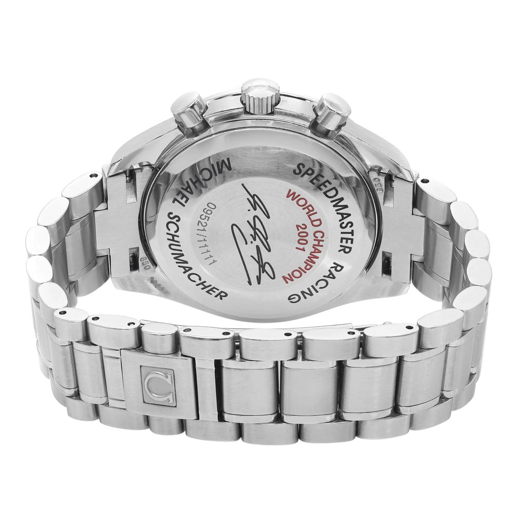 Back View Of Solid Back Case And Closed Stainless Steel Band Of OMEGA 3519.50.00 Watch Pre Owned Condition