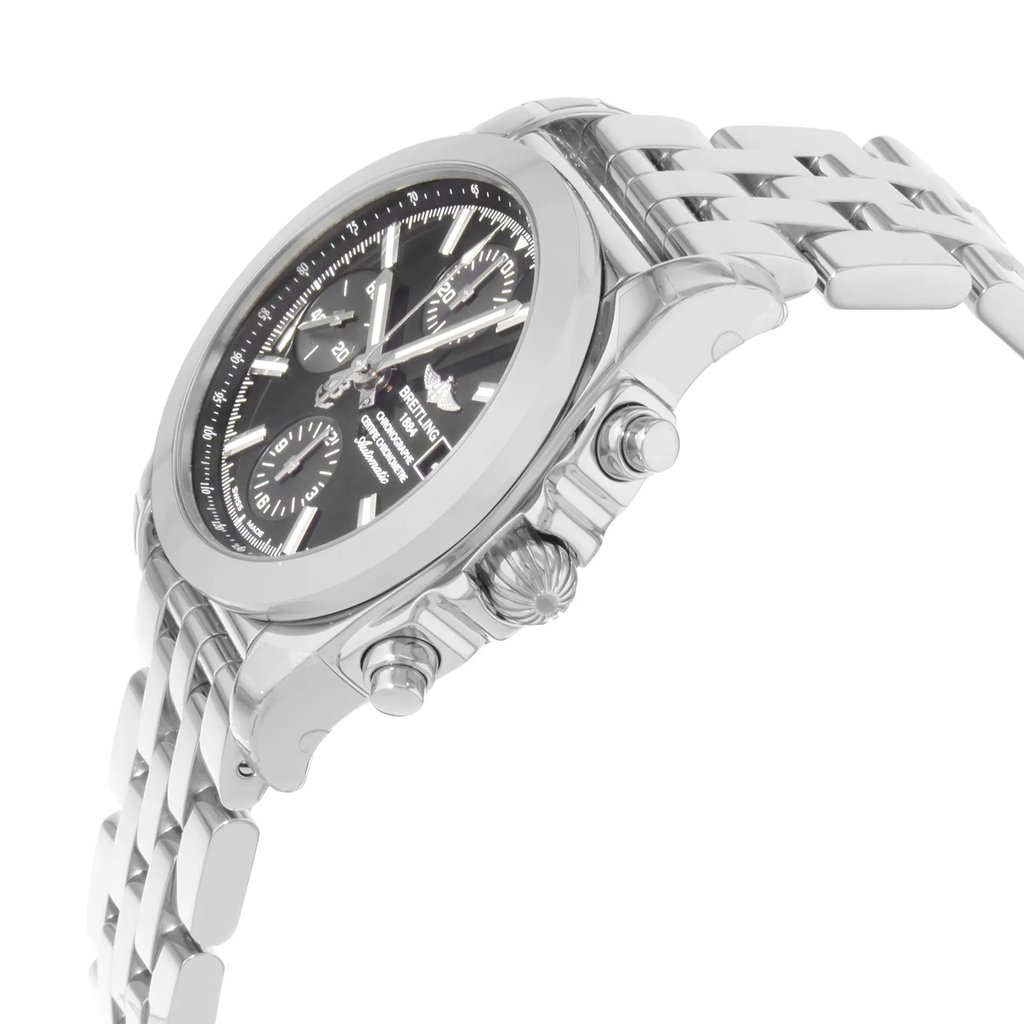 View Of Crown Facing Side Of Breitling W1331012/BD92-385A Stainless Steel Watch Display Model Condition