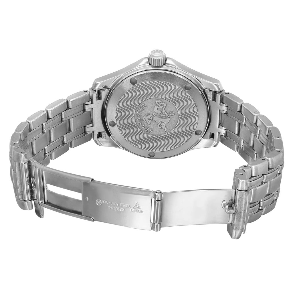 Back View Of Screwback Back Case And Open Stainless Steel Band Of OMEGA 2501.81.00 Watch Pre Owned Condition