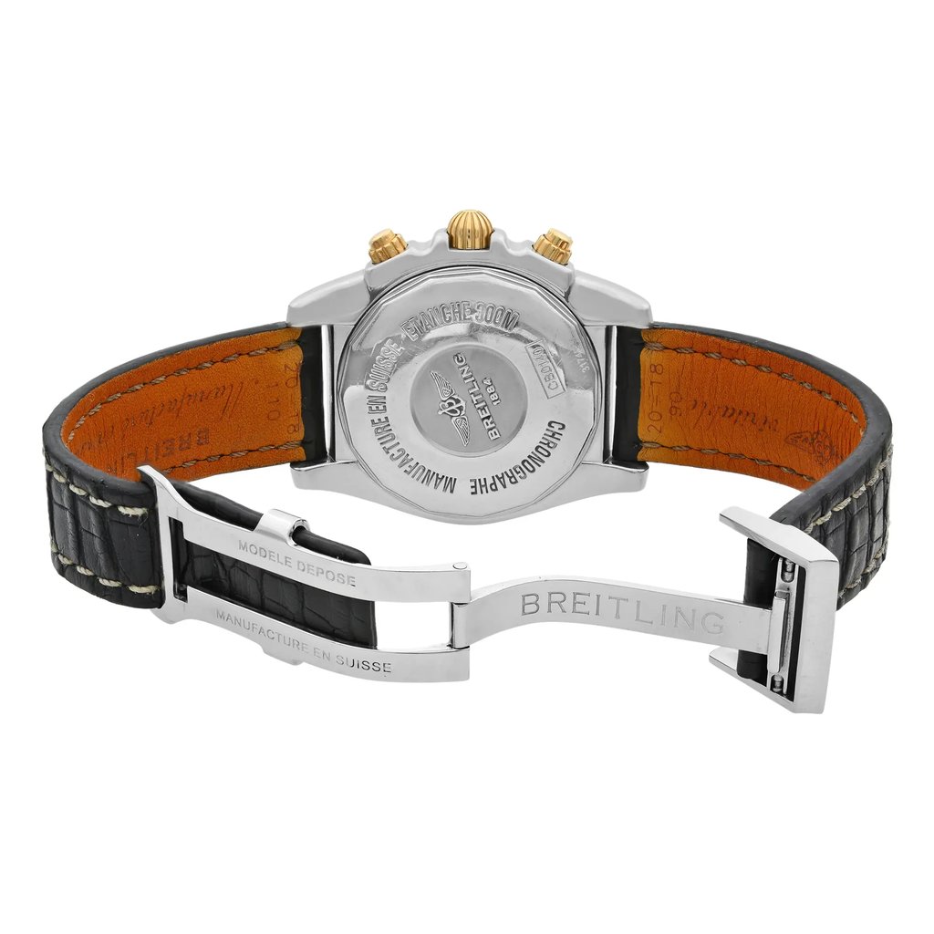 Back View Of {Caseback} Back Case And Open Leather Band Of Breitling CB014012/BA53-729P Watch Pre Owned Condition