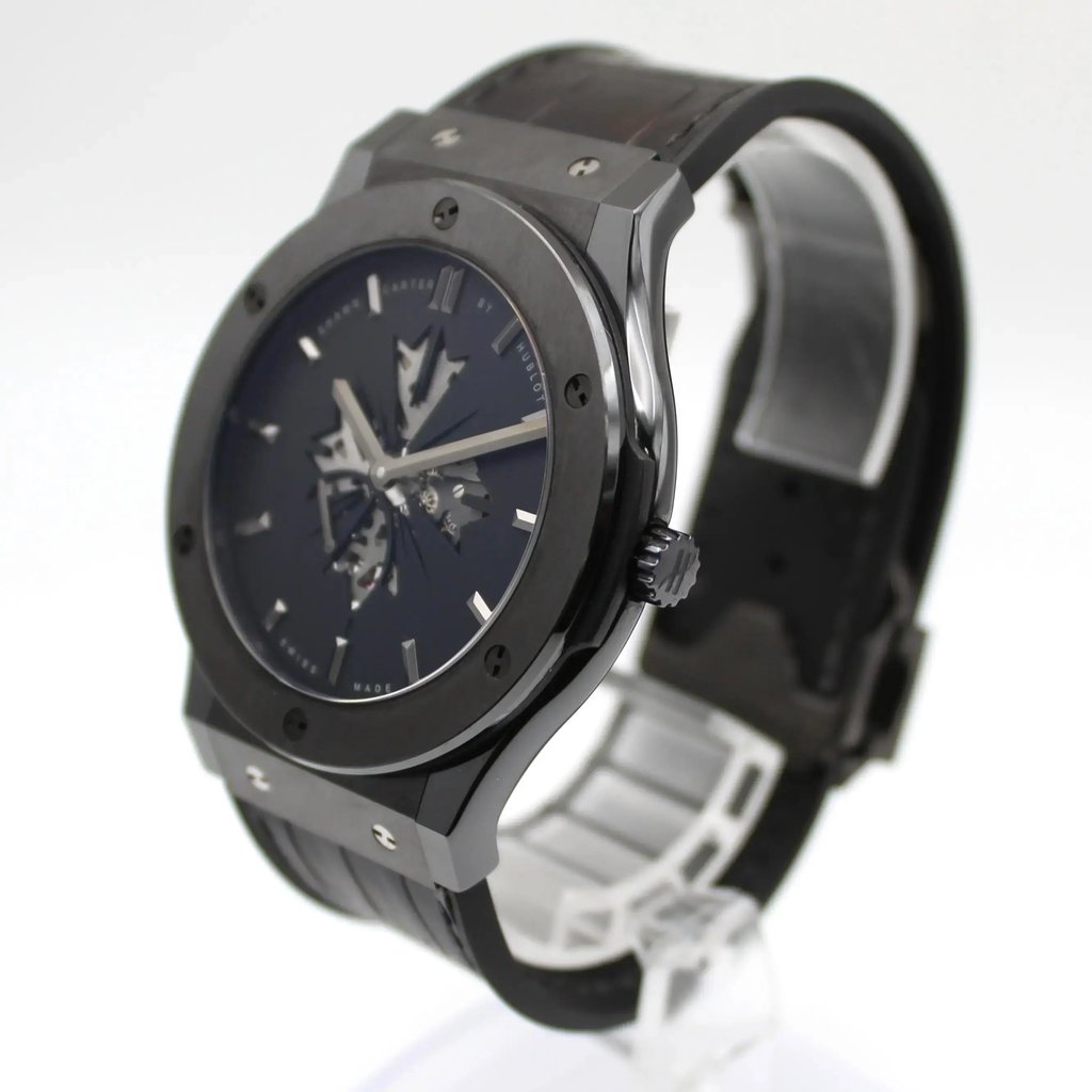 View Of Crown Facing Side Of Hublot 515.CM.1040.LR.SHC13 Ceramic,Titanium Watch Pre Owned Condition