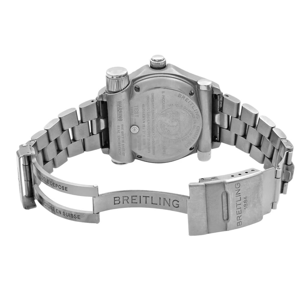 Back View Of {Caseback} Back Case And Open Titanium Band Of Breitling E56321 Watch Pre Owned Condition