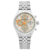 An image of a Wristwatch by RAYMOND WEIL. This Display Model item is designed for Men, featuring a Luxury style. It has a Mechanical (Automatic) movement and an Analog display with a Silver dial color. The indices include 12-Hour Dial,Non-Numeric Hour Marks,Stick Indexes. The band is made of Stainless Steel and the case is made of Stainless Steel. The watch has a Round shape with a case size of 42 mm and a case thickness of 14 mm.