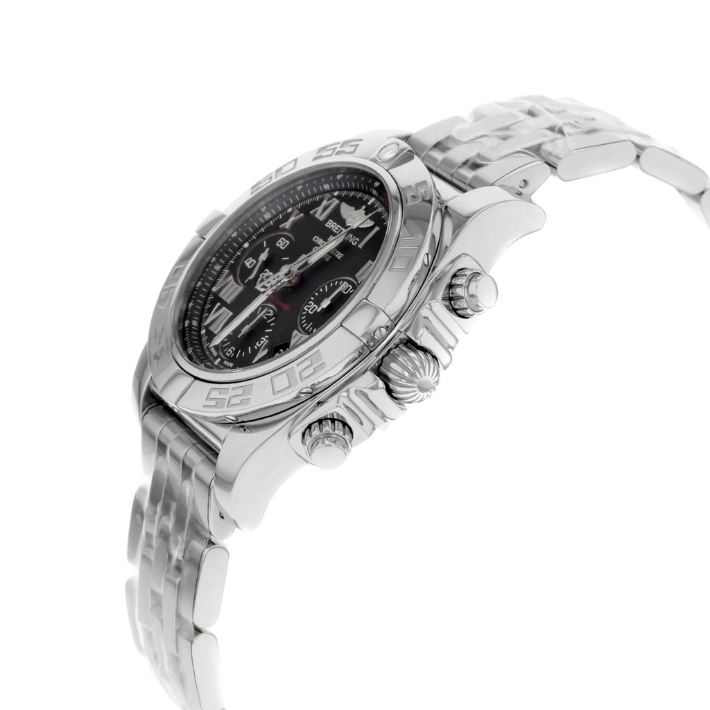 View Of Crown Facing Side Of Breitling AB014012/BC04-378A Stainless Steel Watch Pre Owned Condition