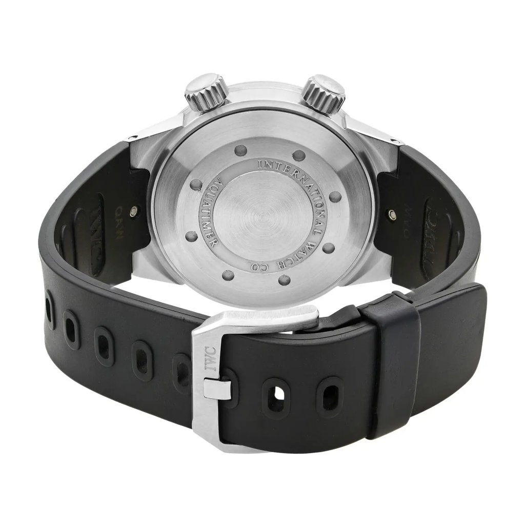 Back View Of {Caseback} Back Case And Closed Rubber Band Of IWC IW3548-07 Watch Pre Owned Condition