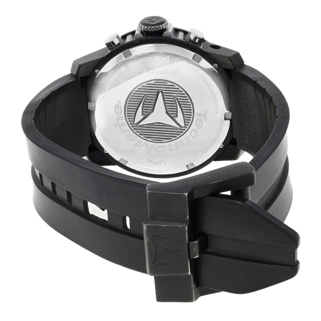 Back View Of Snap Back Case And Closed Rubber Band Of TechnoMarine n/a Watch Pre Owned Condition