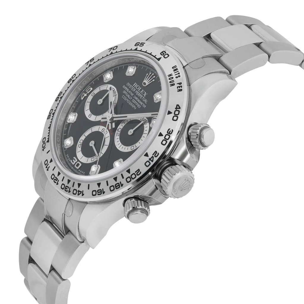 View Of Crown Facing Side Of Rolex 116509 White Gold Watch Pre Owned Condition