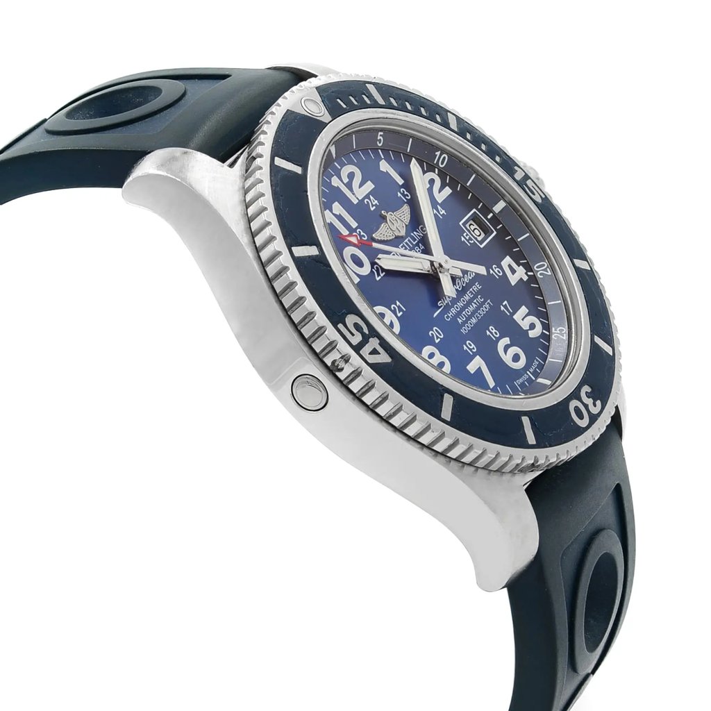 View Of Opposite Crown Facing Side Of Breitling A17392D8/C910-228S Stainless Steel Watch Pre Owned Condition