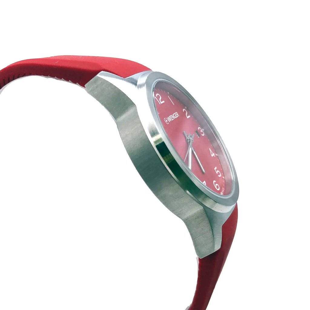 View Of Opposite Crown Facing Side Of Wenger 0441.142 Stainless Steel Watch Display Model Condition