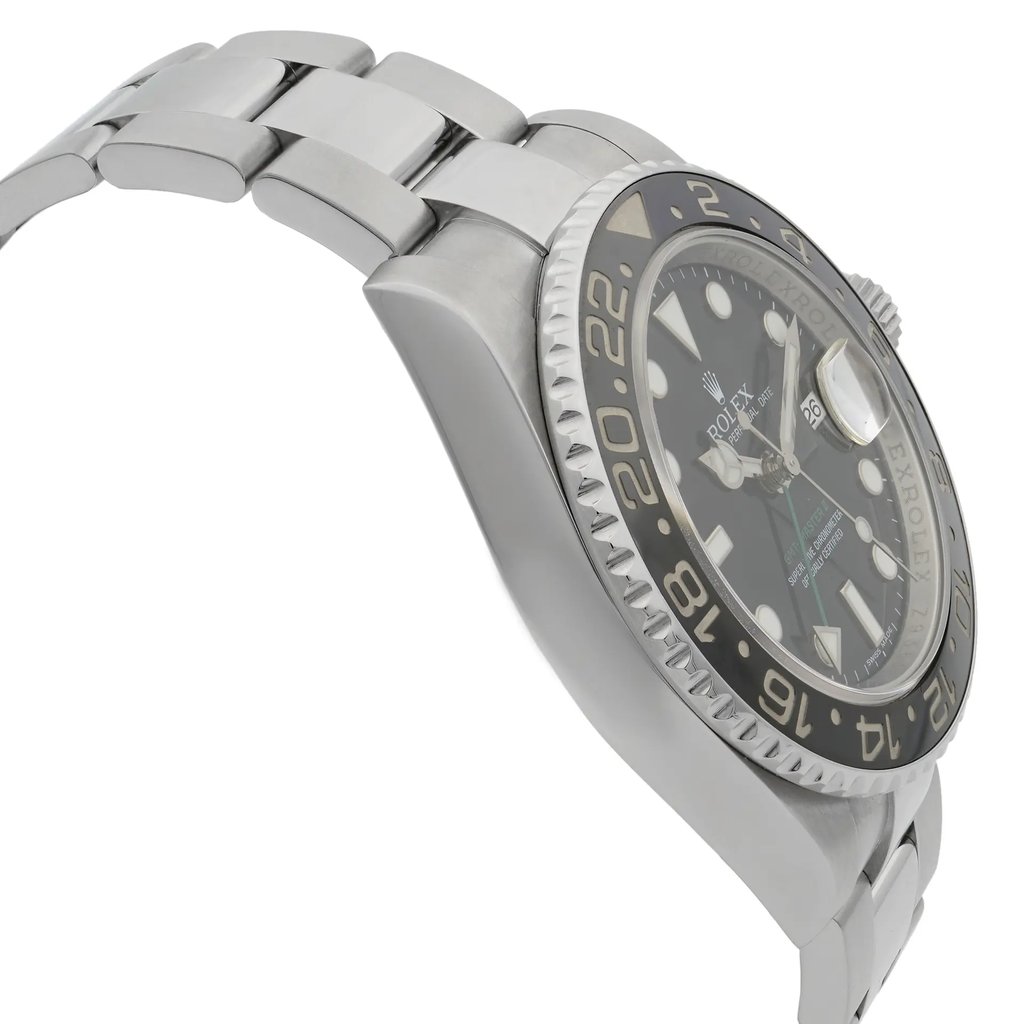 View Of Opposite Crown Facing Side Of Rolex 116710LN Stainless Steel Watch Pre Owned Condition