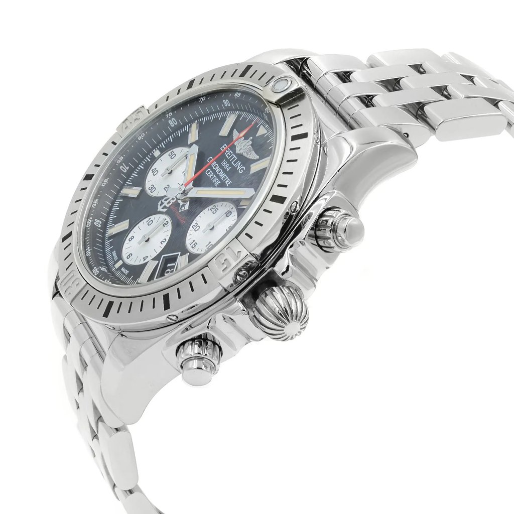 View Of Crown Facing Side Of Breitling AB01154G/BD13-375A Stainless Steel Watch Display Model Condition