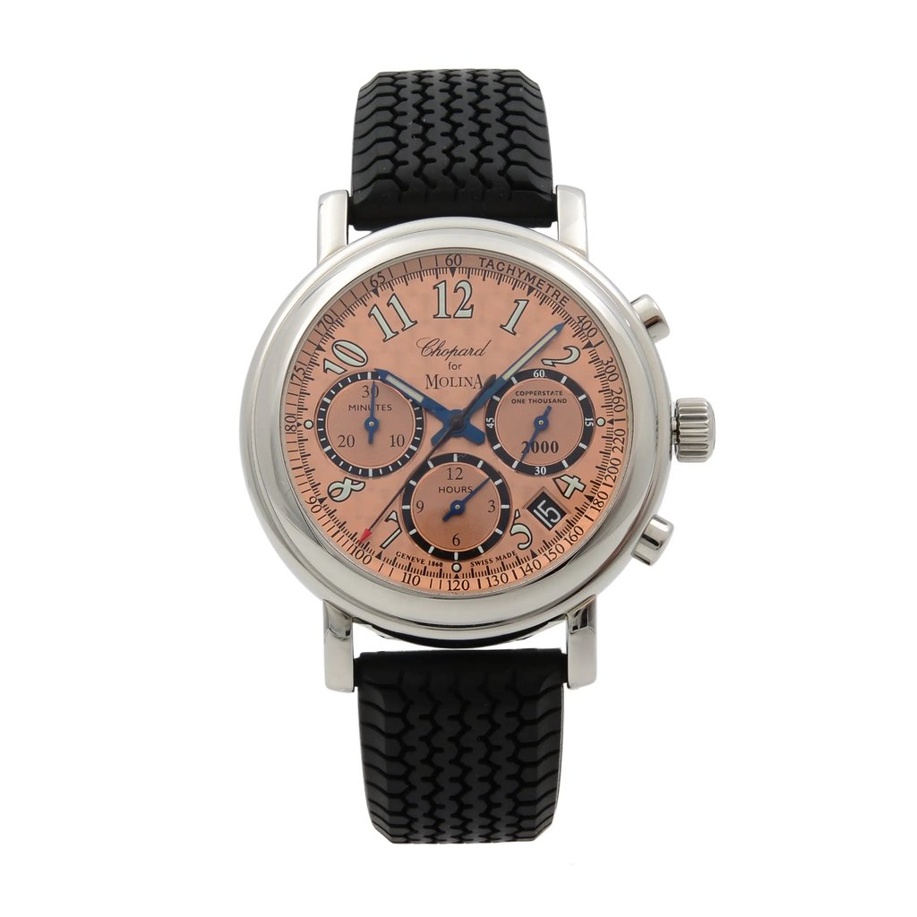 Front Full View Of Chopard 8331 Stainless Steel Watch Pre Owned Condition {Product Condition}