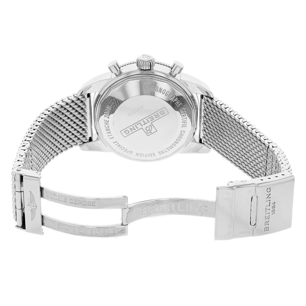 Back View Of {Caseback} Back Case And Open Stainless Steel Band Of Breitling A2337024/BB81-154A Watch Display Model Condition