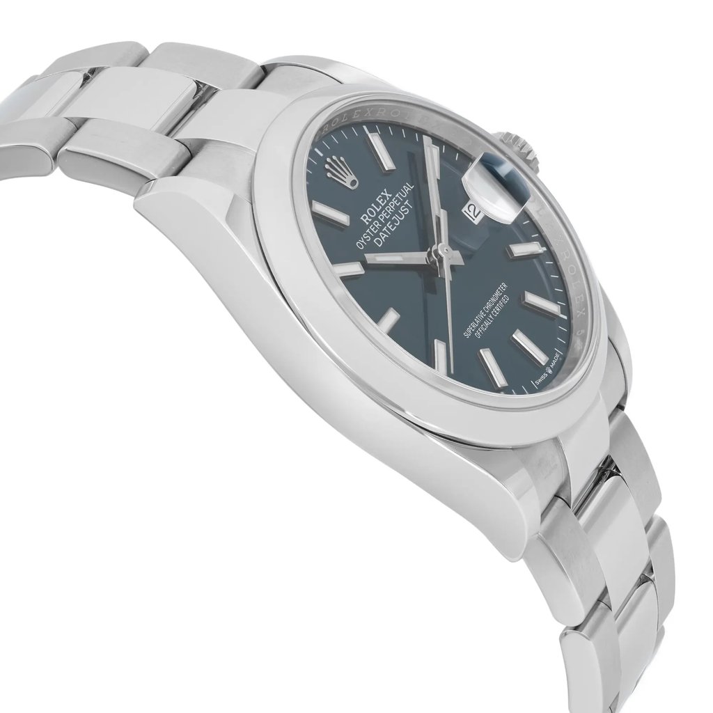 View Of Opposite Crown Facing Side Of Rolex 126200 Stainless Steel Watch New Condition
