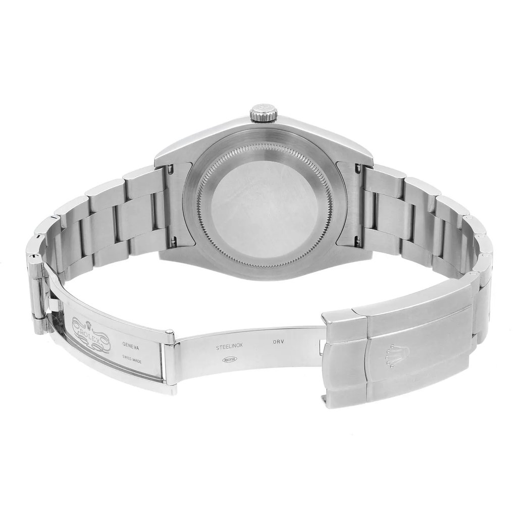 Back View Of {Caseback} Back Case And Open Stainless Steel Band Of Rolex 114300BKSO Watch Display Model Condition