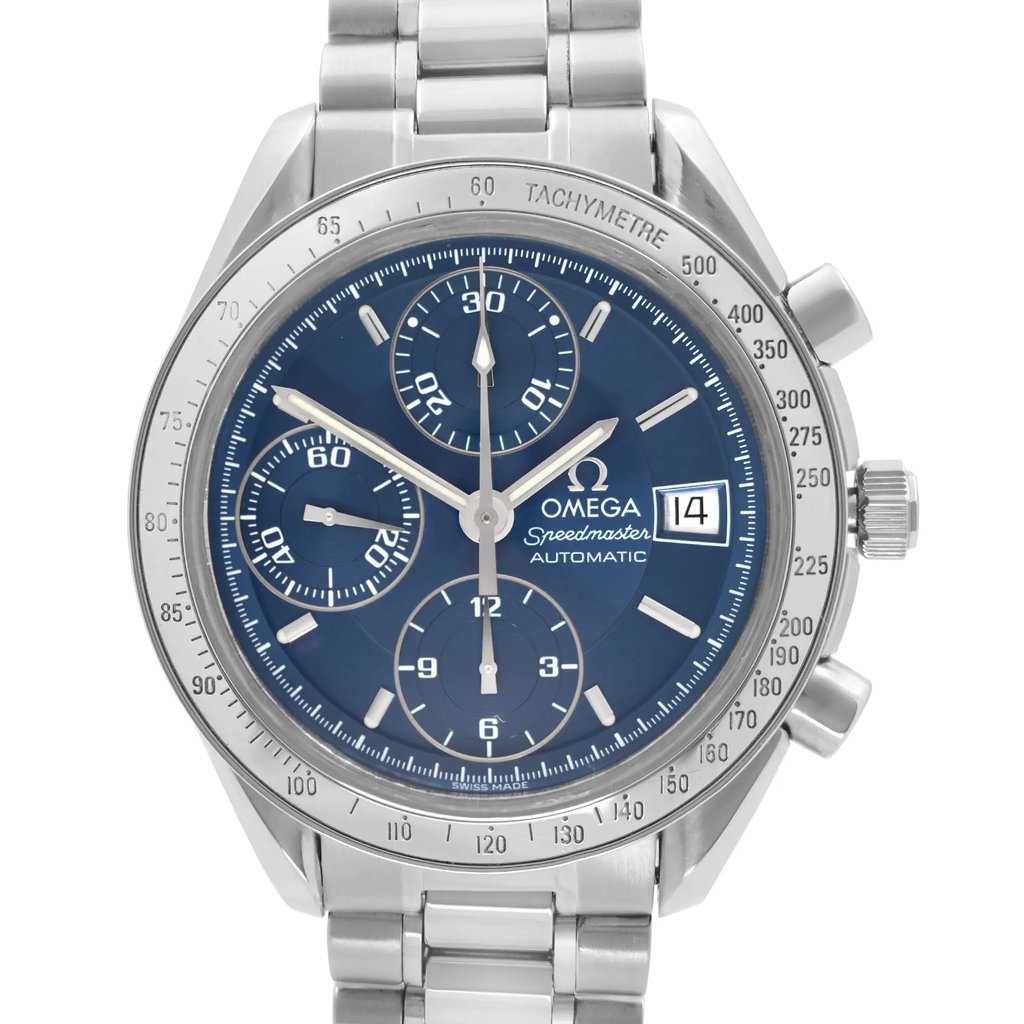 Up Close Front Facing Picture Of OMEGA 3511.80.00 Stainless Steel Watch Pre Owned Condition