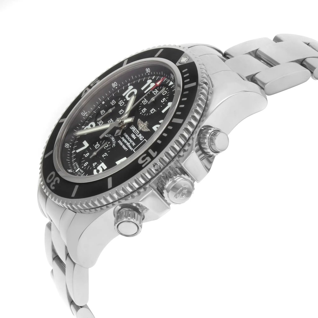 View Of Crown Facing Side Of Breitling A13311C9/BE93-161A Stainless Steel Watch Display Model Condition