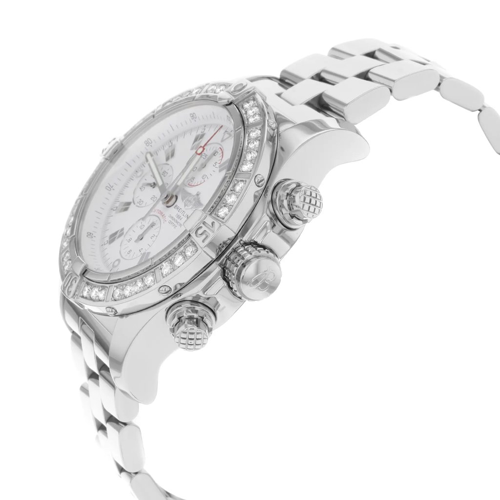 View Of Crown Facing Side Of Breitling A1337011/A660-135A Stainless Steel Watch Display Model Condition