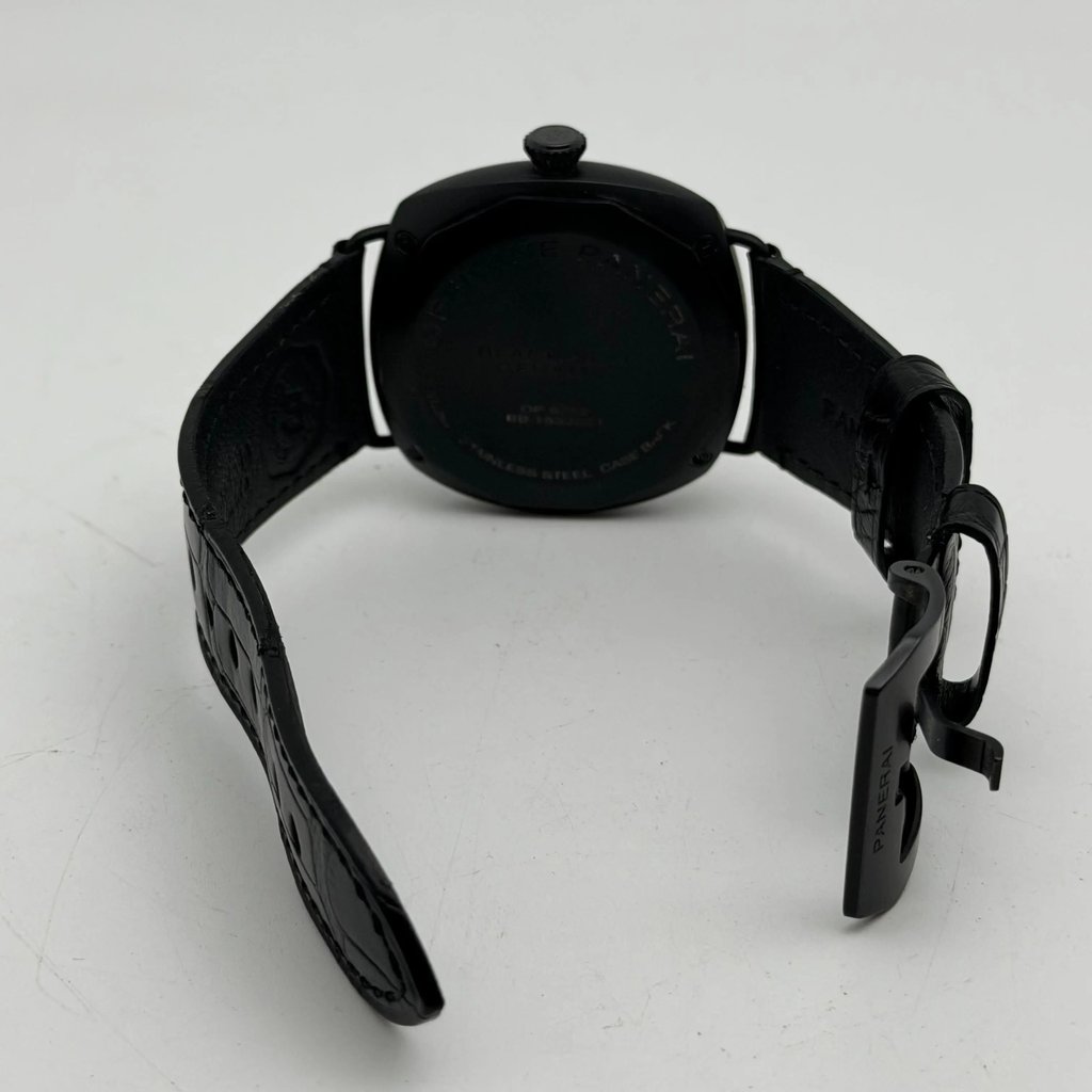 Back View Of Screwback Back Case And Open Leather Band Of Panerai PAM00292 Watch Pre Owned Condition