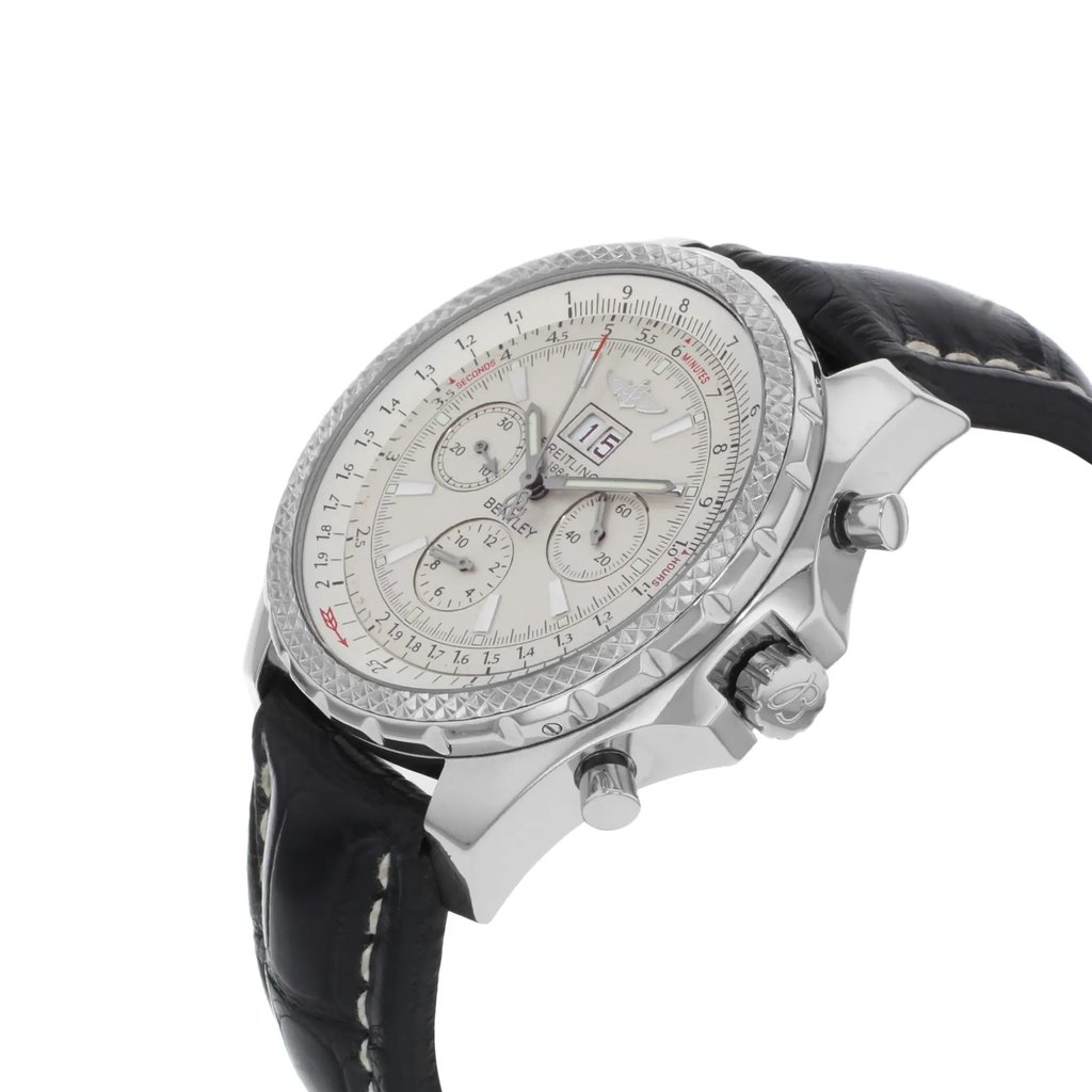 View Of Crown Facing Side Of Breitling A4436212/G573 Stainless Steel Watch Pre Owned Condition