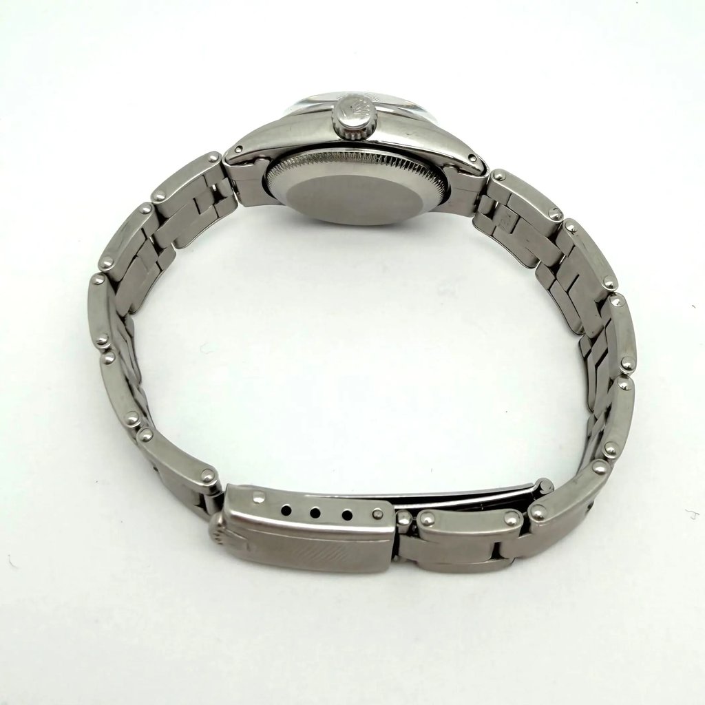 Back View Of Snap Back Case And Closed Stainless Steel Band Of Rolex 6517 Watch Pre Owned Condition