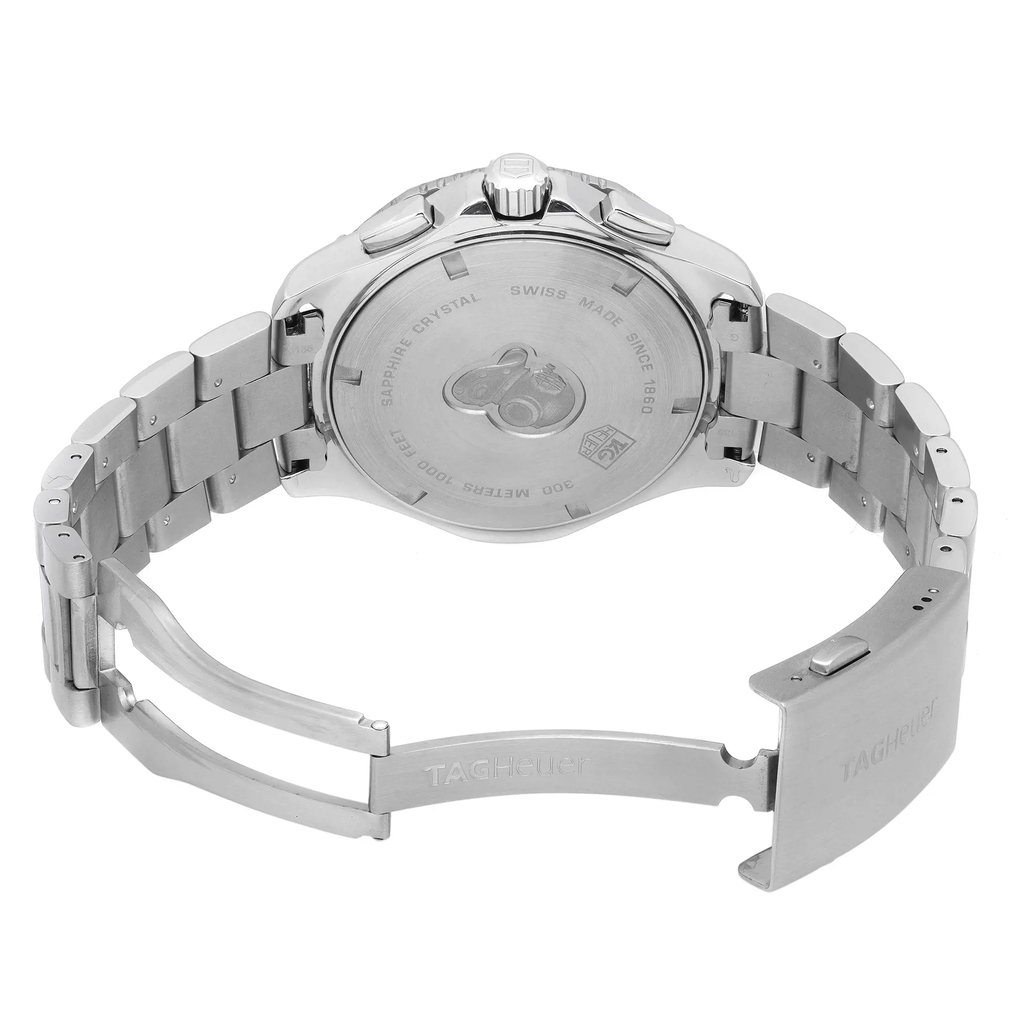 Back View Of Solid Back Case And Open Stainless Steel Band Of TAG Heuer CAN1011.BA0821 Watch Pre Owned Condition