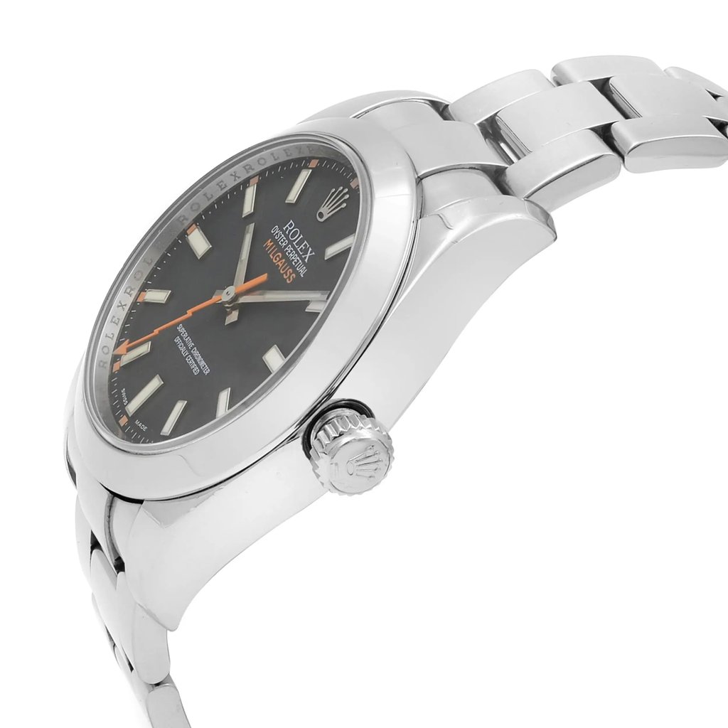 View Of Crown Facing Side Of Rolex 116400 Stainless Steel Watch Pre Owned Condition