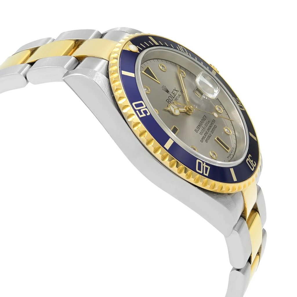 View Of Opposite Crown Facing Side Of Rolex 16613 T Stainless Steel Watch Pre Owned Condition