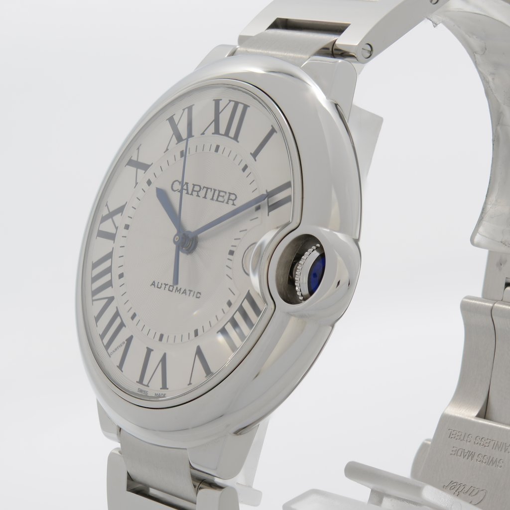 View Of Crown Facing Side Of Cartier W69012Z4 Stainless Steel Watch Pre Owned Condition