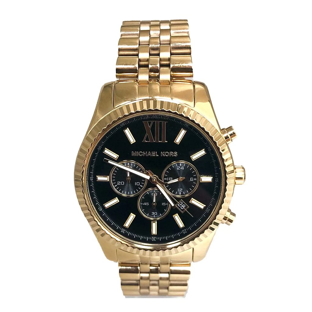 Up Close Front Facing Picture Of Michael Kors MK8286 Stainless Steel Watch New With Defects Condition
