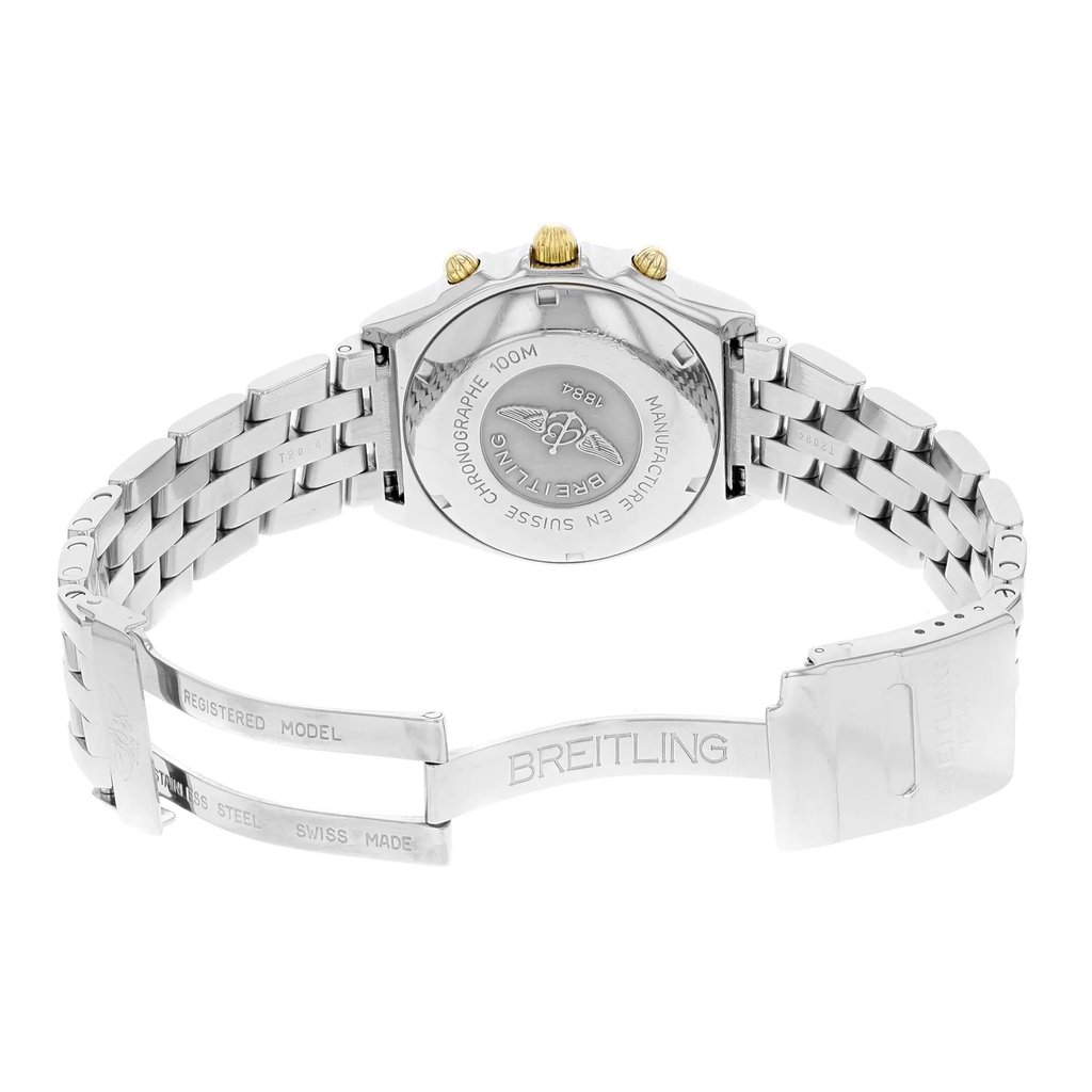 Back View Of {Caseback} Back Case And Open Stainless Steel Band Of Breitling B13050 Watch Pre Owned Condition