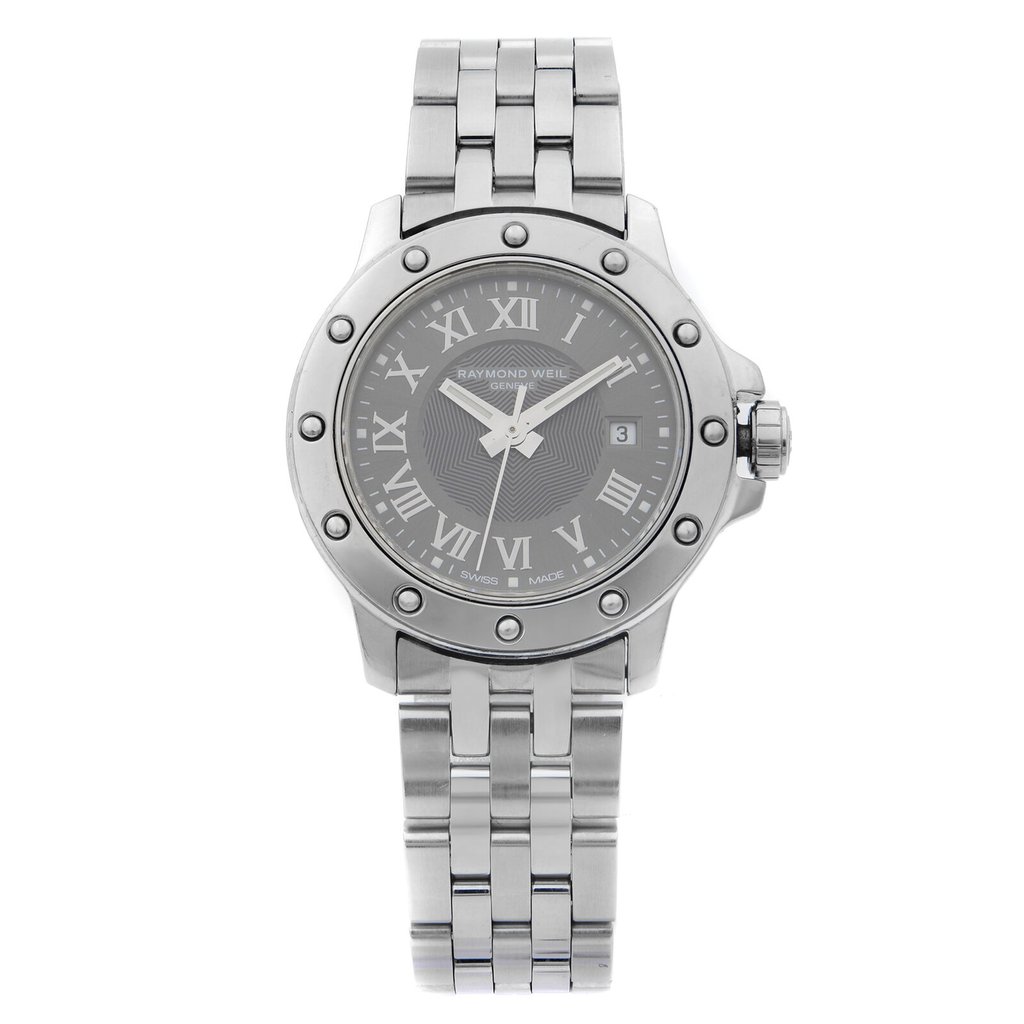 Front Full View Of RAYMOND WEIL 5399-ST-00608 Stainless Steel Watch Pre Owned Condition {Product Condition}