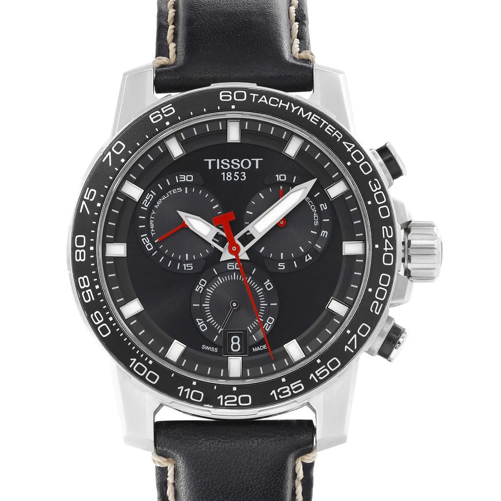 Up Close Front Facing Picture Of Tissot T1256171605100 Stainless Steel Watch Display Model Condition