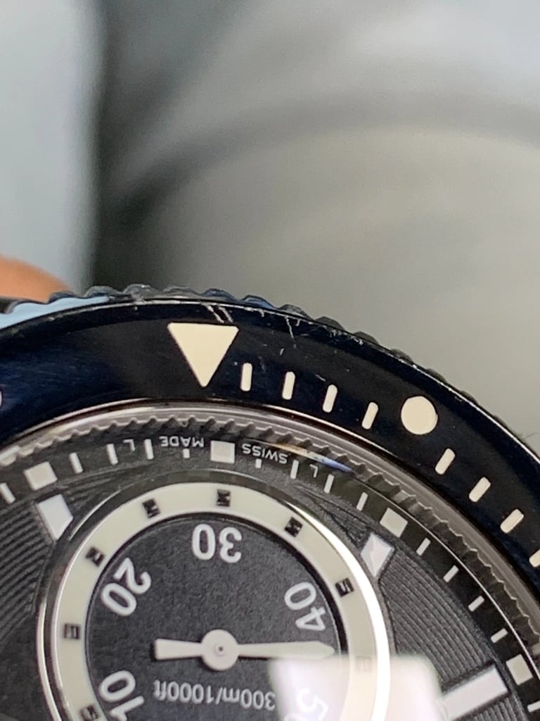 Up Close Front Facing Picture Of Cartier W7100057 Stainless Steel Watch Pre Owned Condition