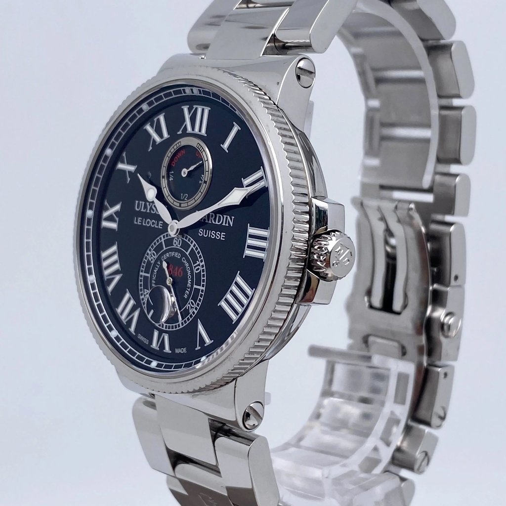 View Of Crown Facing Side Of Ulysse Nardin 263-67-7/42 Stainless Steel Watch Pre Owned Condition