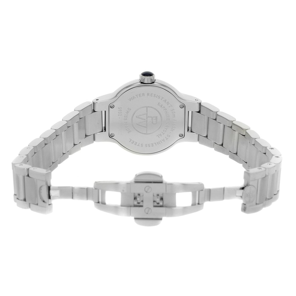 Back View Of Solid Back Case And Open Stainless Steel Band Of RAYMOND WEIL 5932-ST-00990 Watch Display Model Condition