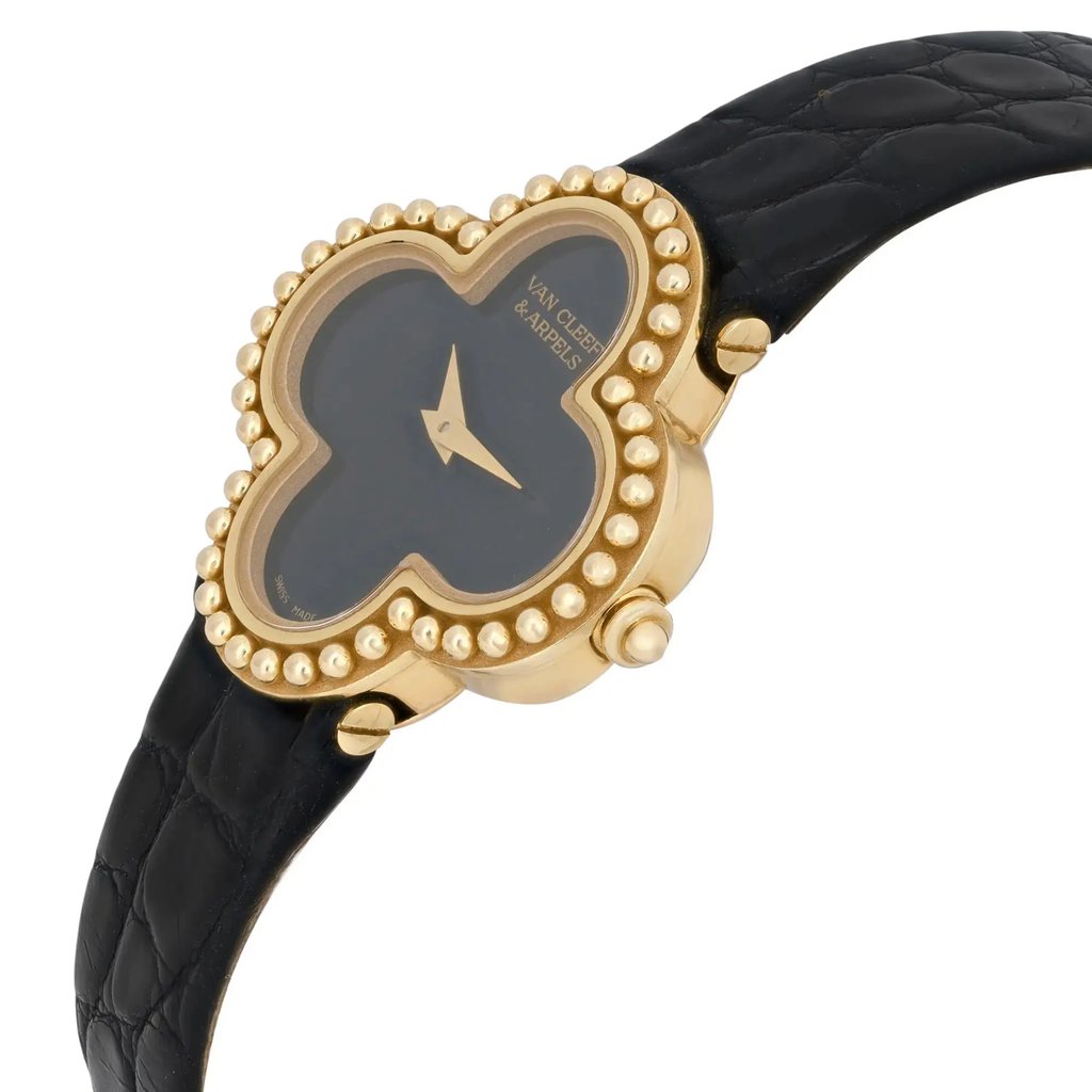 View Of Crown Facing Side Of Van Cleef & Arpels VCARD21900 Yellow Gold Watch Pre Owned Condition