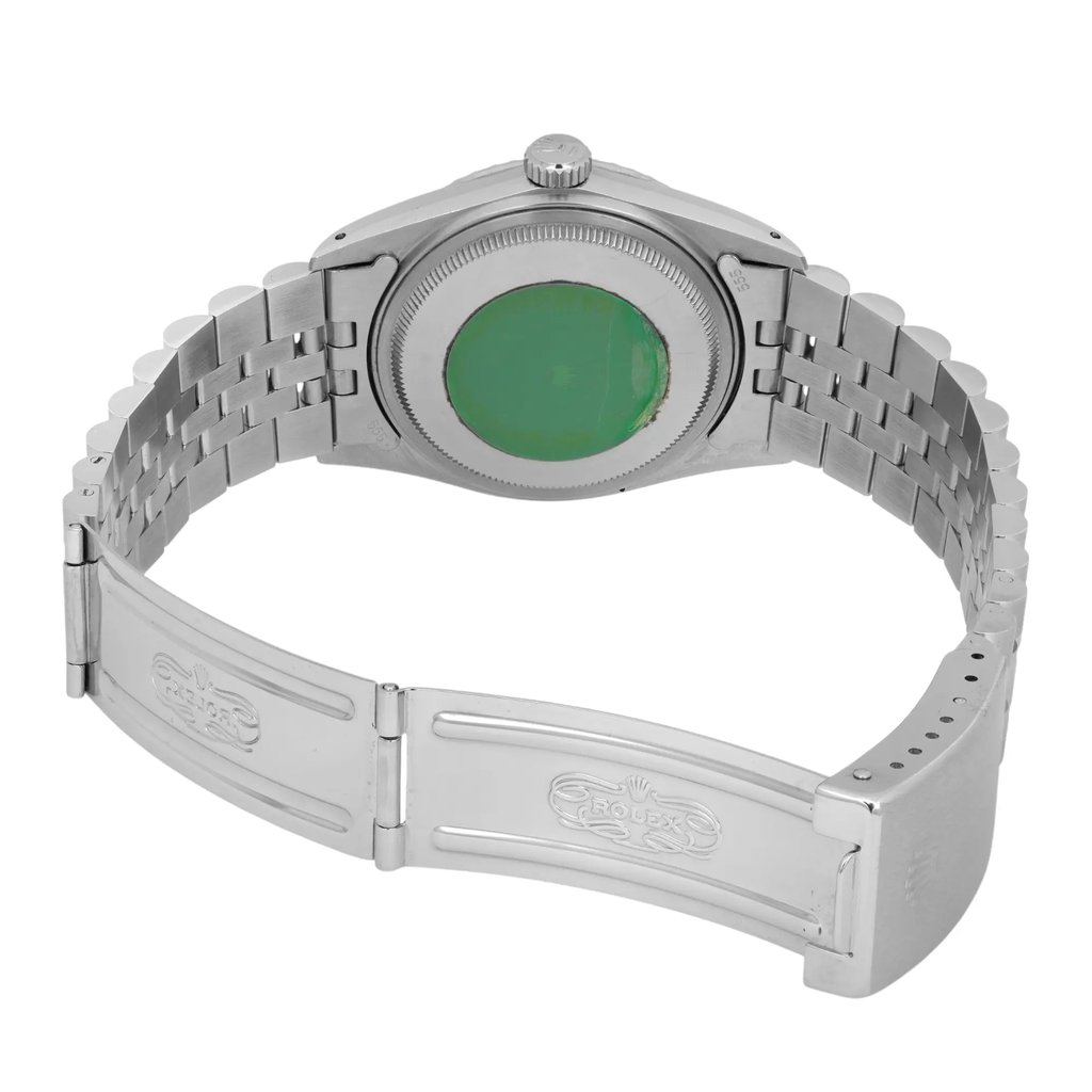 Back View Of Solid Back Case And Open Stainless Steel Band Of Rolex 16030 Watch Pre Owned Condition