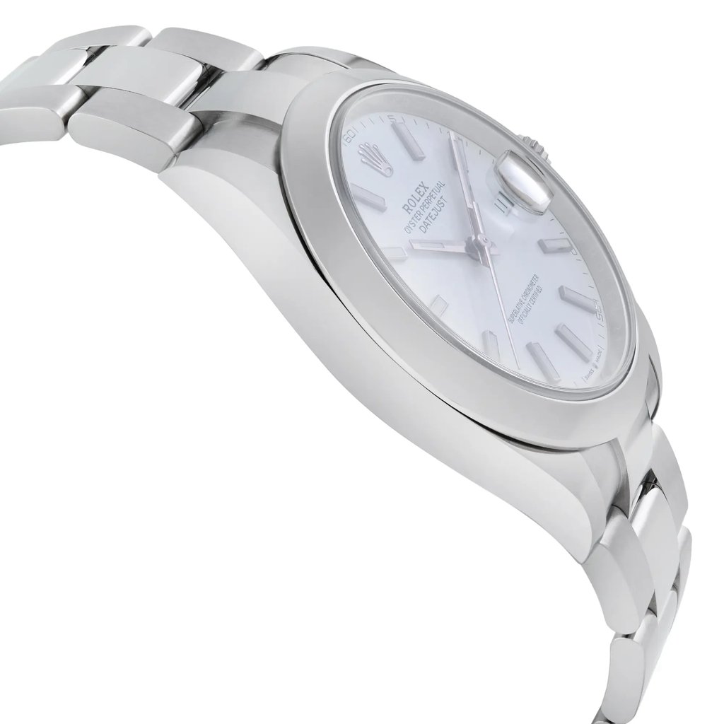 View Of Opposite Crown Facing Side Of Rolex 126300 Stainless Steel Watch Pre Owned Condition