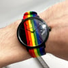 An image of a Wristwatch by Michael Kors. This New With Defects item is designed for Unisex Adult, featuring a Casual,Dress/Formal style. It has a Quartz movement and an Analog display with a Multicolor dial color. The indices include 12-Hour Dial,Stick Indexes. The band is made of Nylon and the case is made of Stainless Steel. The watch has a Round shape with a case size of 42 mm and a case thickness of 8 mm.