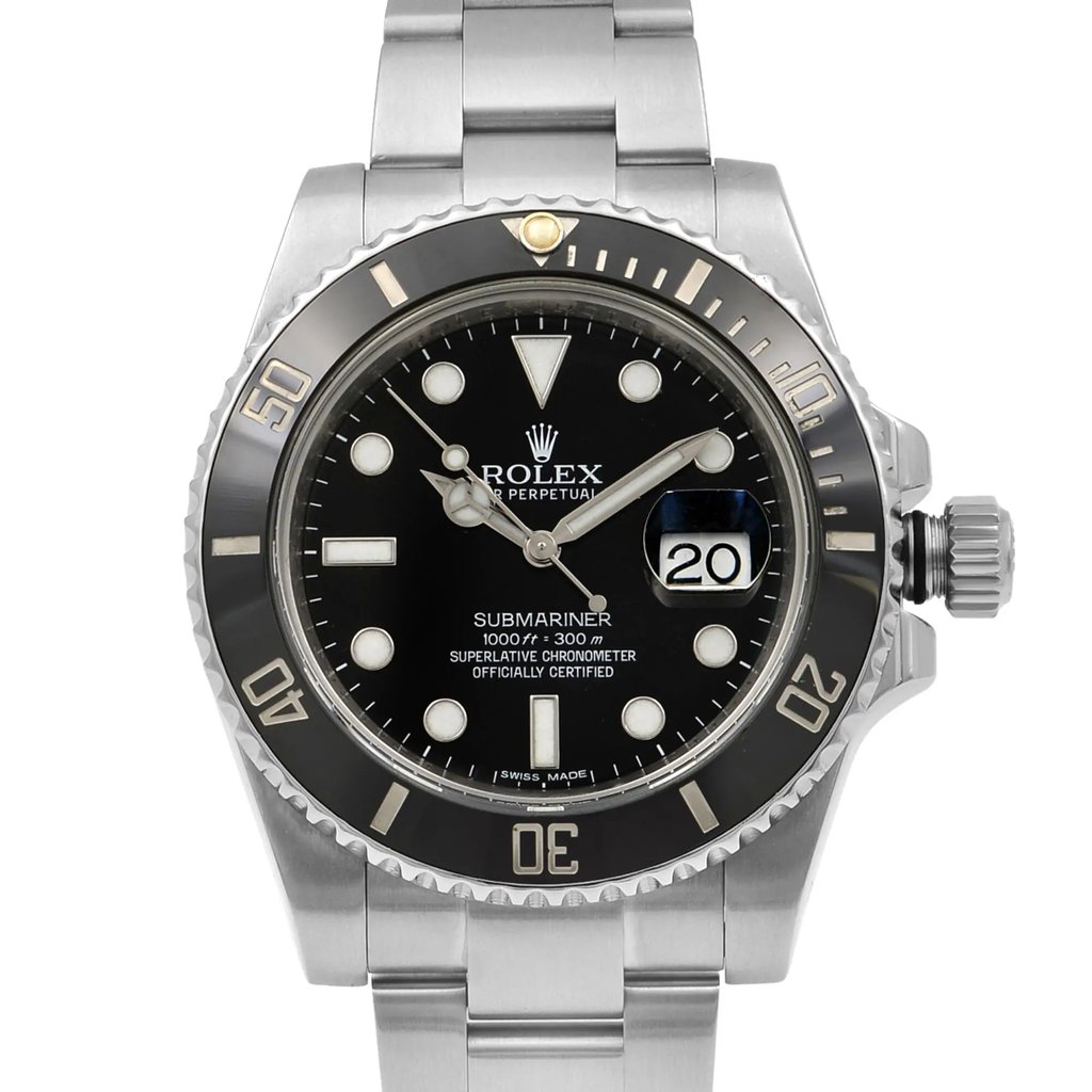 Up Close Front Facing Picture Of Rolex 116610 Stainless Steel Watch Pre Owned Condition